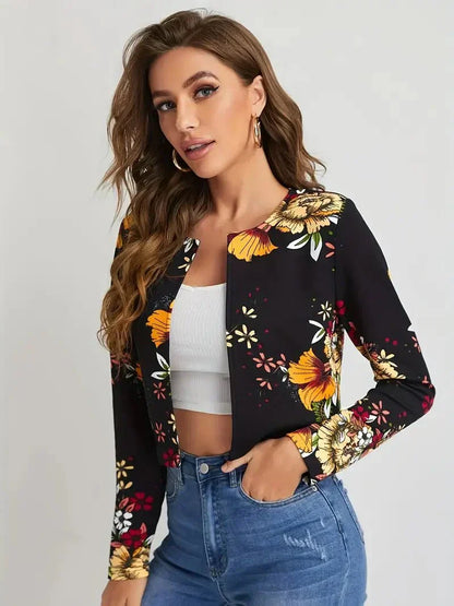 Blazer femme à fleurs ouvert