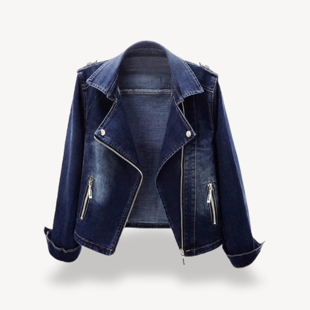 Mode Femme Blouson de motard en jean bleu