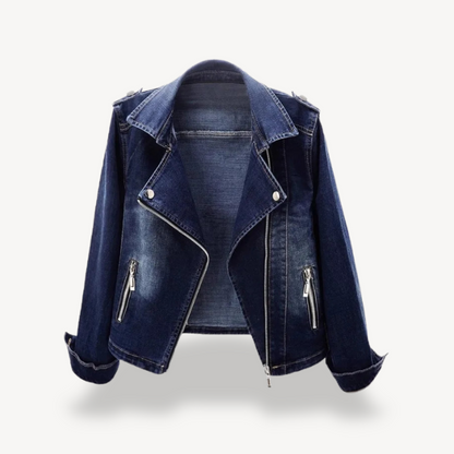 Mode Femme Blouson de motard en jean bleu