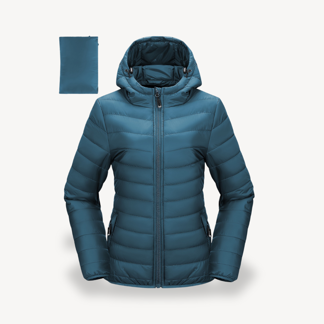 Veste de voyage matelassée à capuche pratique pour femme