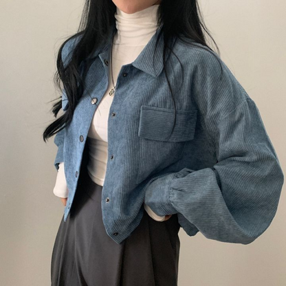 Veste courte en velours côtelé pour femme Modèle