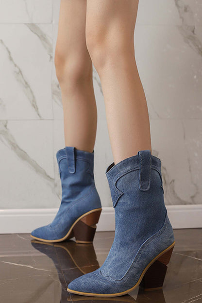 Bottes western hautes pour femme, bout pointu, effilées