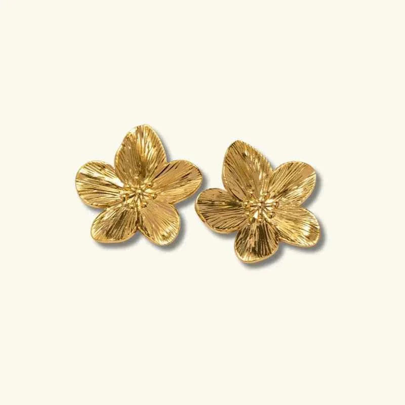 Blumen Ohrringe Edel Gold - IdealeKleiden