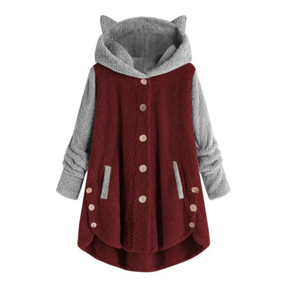 Sweat-shirt pour femme polaire douillette oreilles de chat