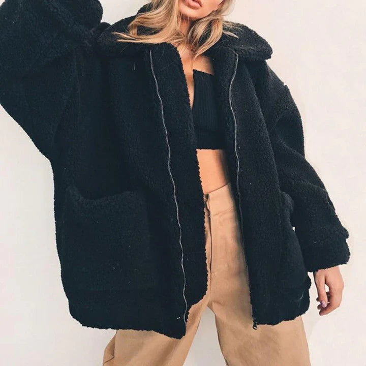 Sweat-shirt en polaire pour femme à col large et moderne