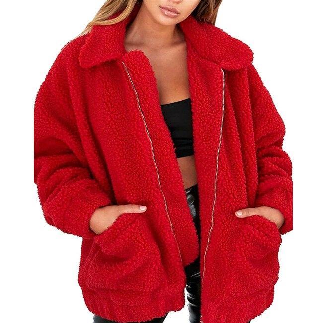 Damen Fleece Sweatshirt Breiter Kragen Modern - IdealeKleiden
