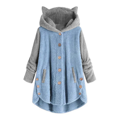 Sweat-shirt pour femme polaire douillette oreilles de chat