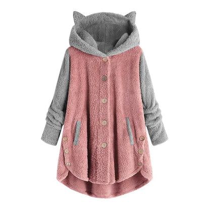 Sweat-shirt pour femme polaire douillette oreilles de chat