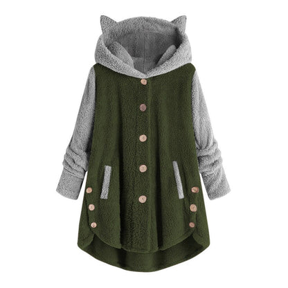 Sweat-shirt pour femme polaire douillette oreilles de chat