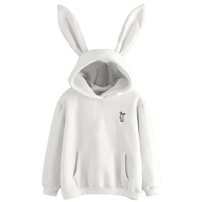 Sweat-shirt à capuche pour femme, oreilles de lapin, douillet