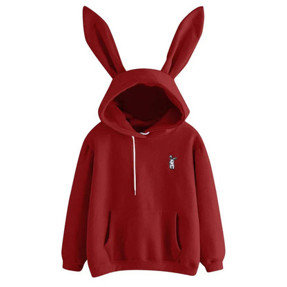 Sweat-shirt à capuche pour femme, oreilles de lapin, douillet