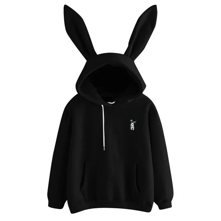 Sweat-shirt à capuche pour femme, oreilles de lapin, douillet