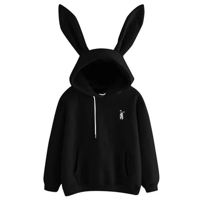 Sweat-shirt à capuche pour femme, oreilles de lapin, douillet