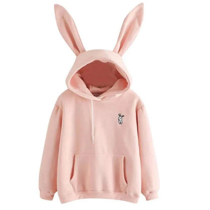 Sweat-shirt à capuche pour femme, oreilles de lapin, douillet