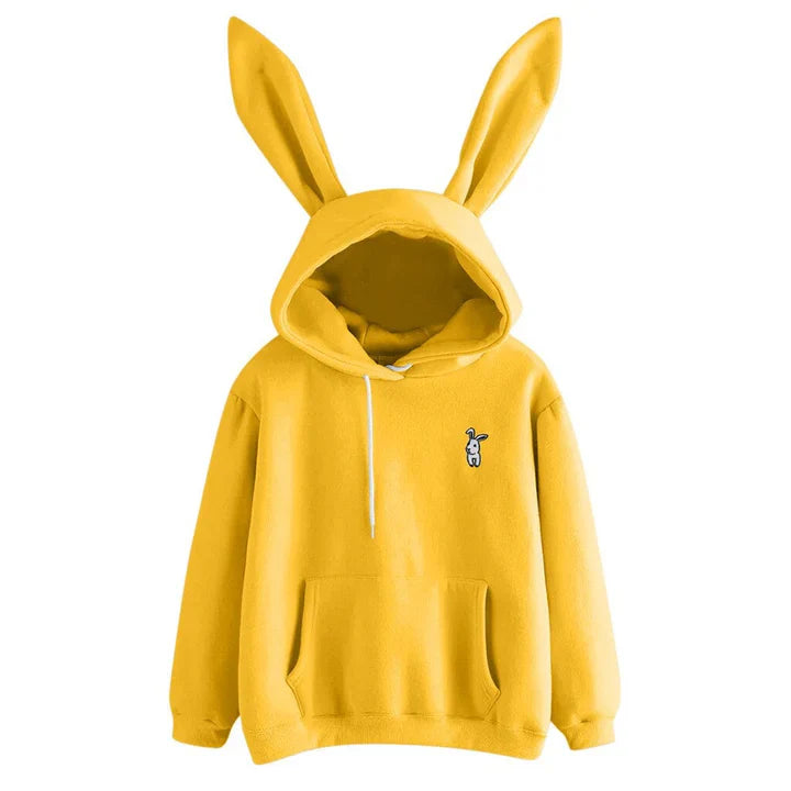 Sweat-shirt à capuche pour femme, oreilles de lapin, douillet