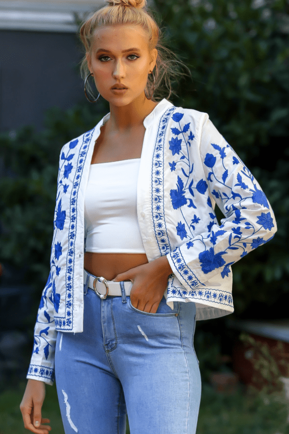 Chic Boho Bluse mit Stickerei Design - IdealeKleiden