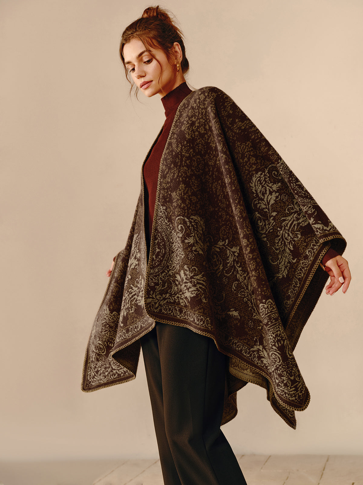 Boho Poncho Damen Trendy Zweisaitig - IdealeKleiden