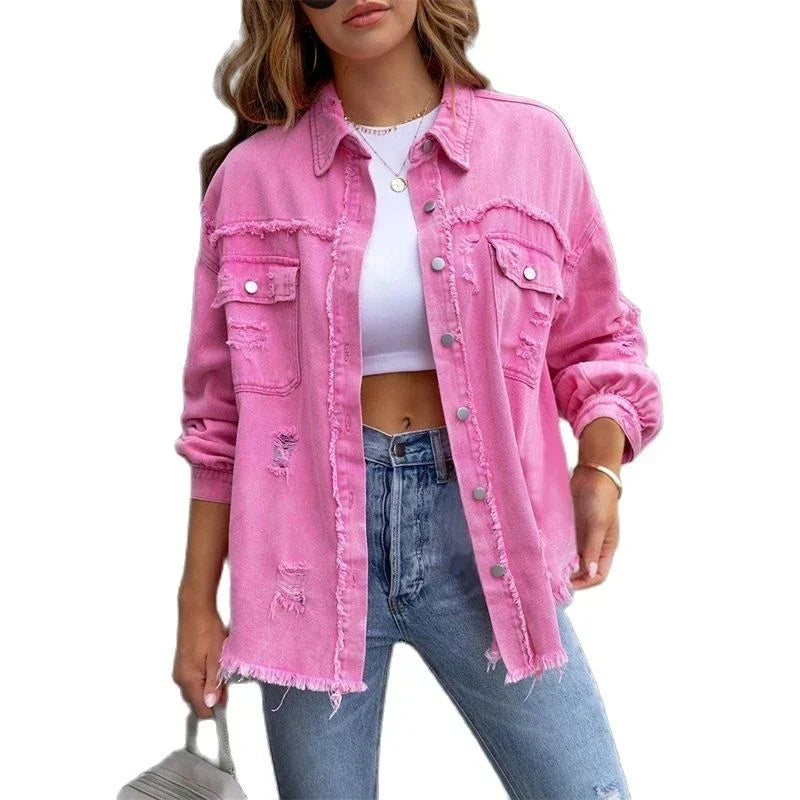 Veste en jean femme coupe slim d'été style bohème chic