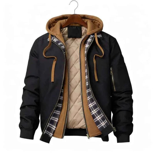 Herren Bomberjacke Mit Kapuze Sportlich - IdealeKleiden