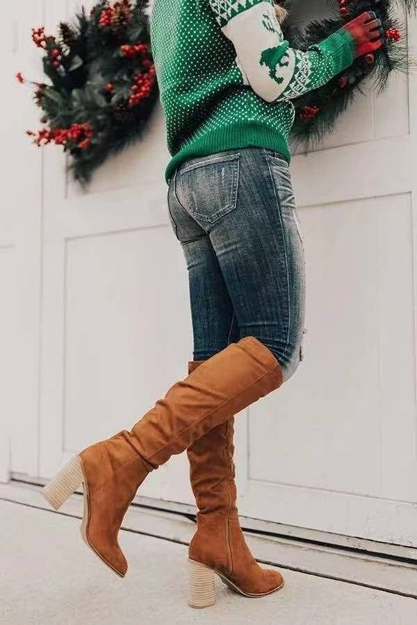 Bottes femme hiver chaud confortable talon bloc