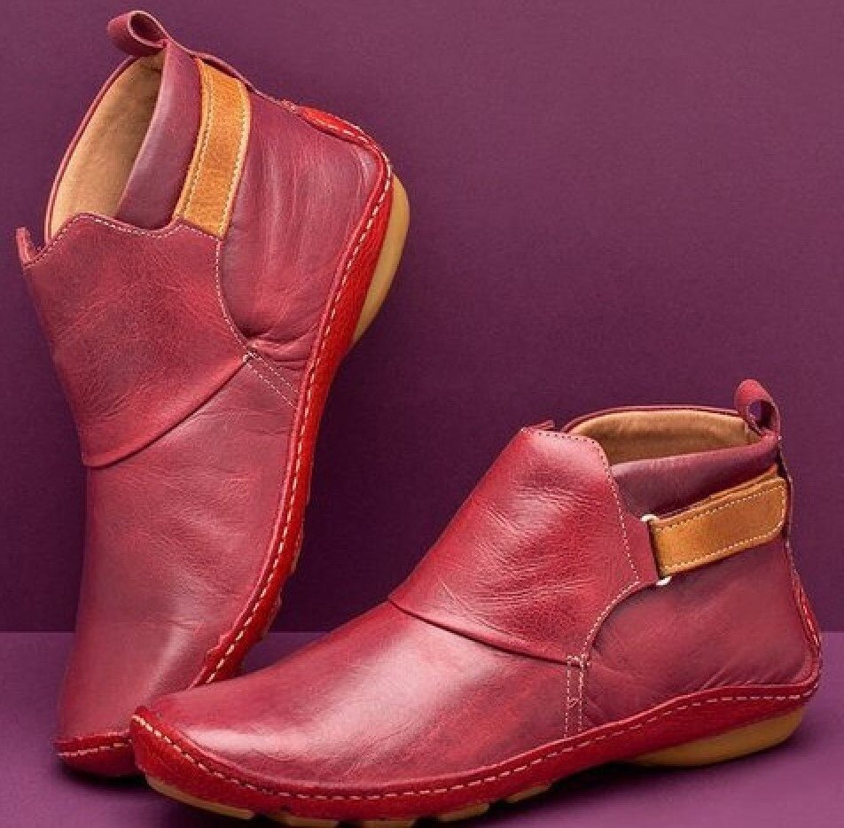 Bottines élégantes en cuir, scratch, confortables