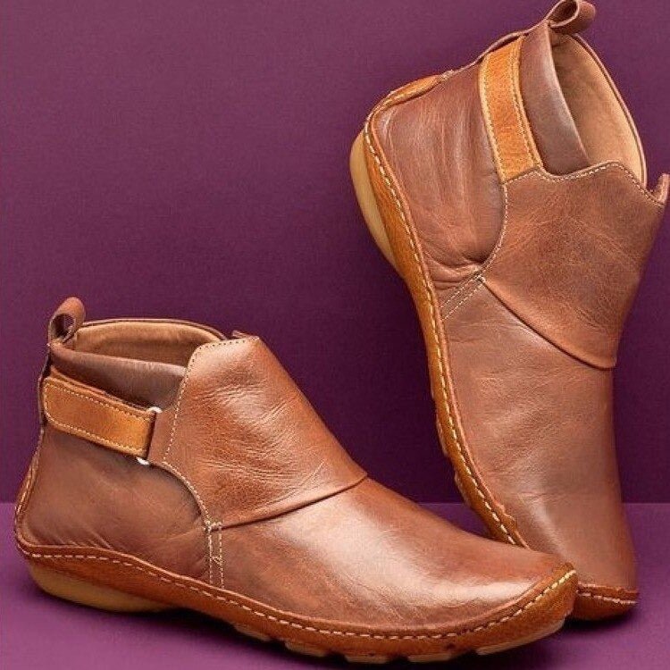 Bottines élégantes en cuir, scratch, confortables