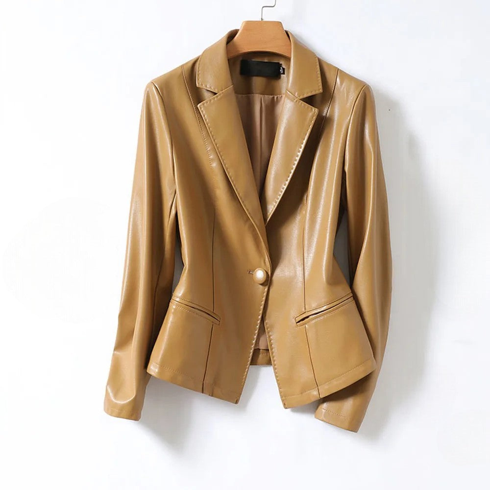 Élégant blazer en cuir d'agneau
