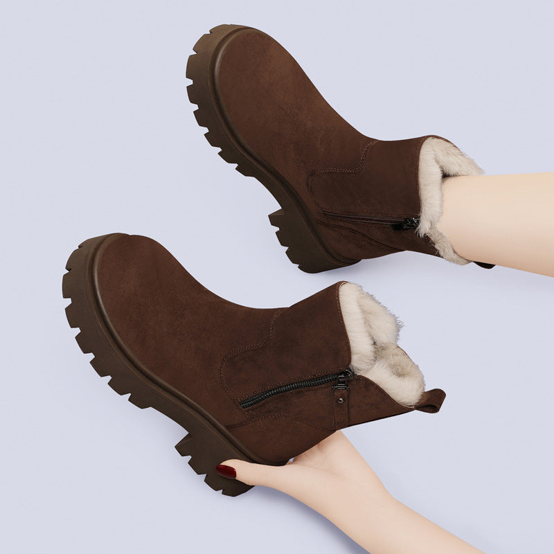 Bottes d'hiver femme fourrées fausse fourrure chaudes