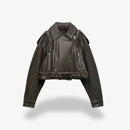 Blouson de moto en cuir pour femme