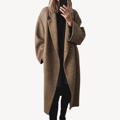 Manteau d'hiver femme en laine mélangée, double boutonnage