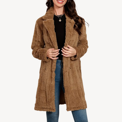 Manteau en fausse fourrure pour femme, double boutonnage, élégant