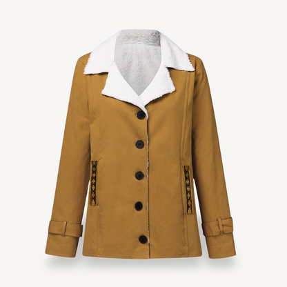 Manteau d'hiver femme doublé polaire boutons