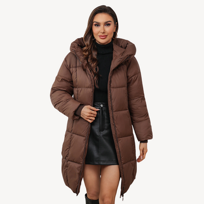 Parka chaud en duvet pour femme avec capuche