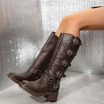 Bottes motardes boucle cuir