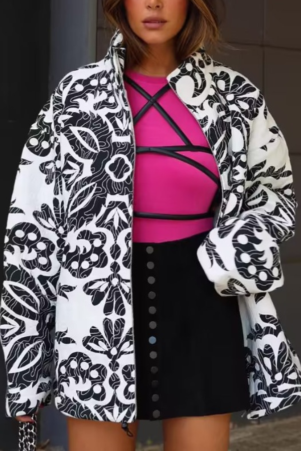 Veste élégante en coton avec col montant