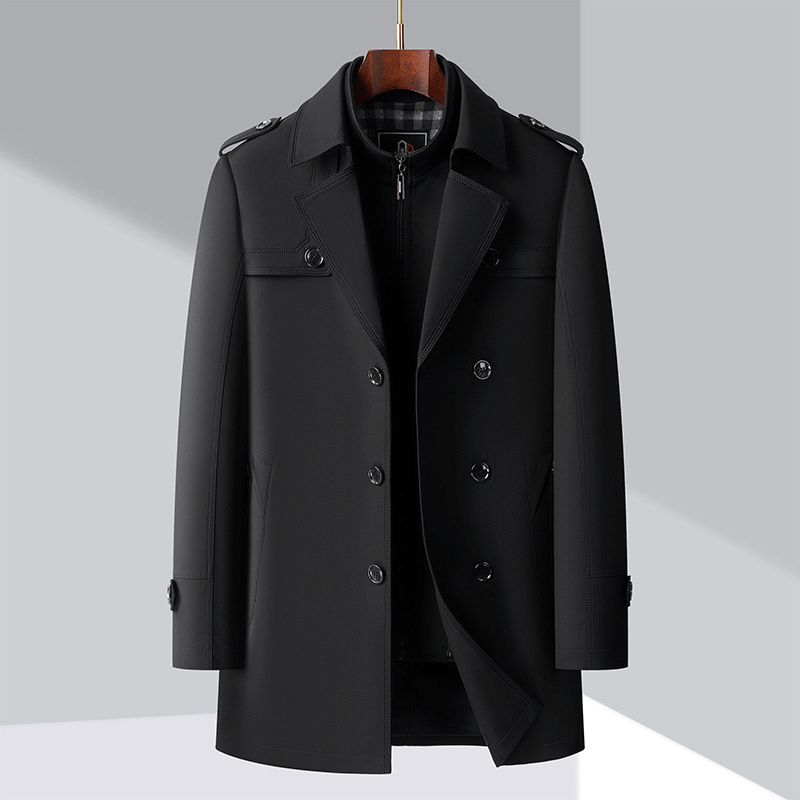 Trench-coat moderne pour homme à double boutonnage