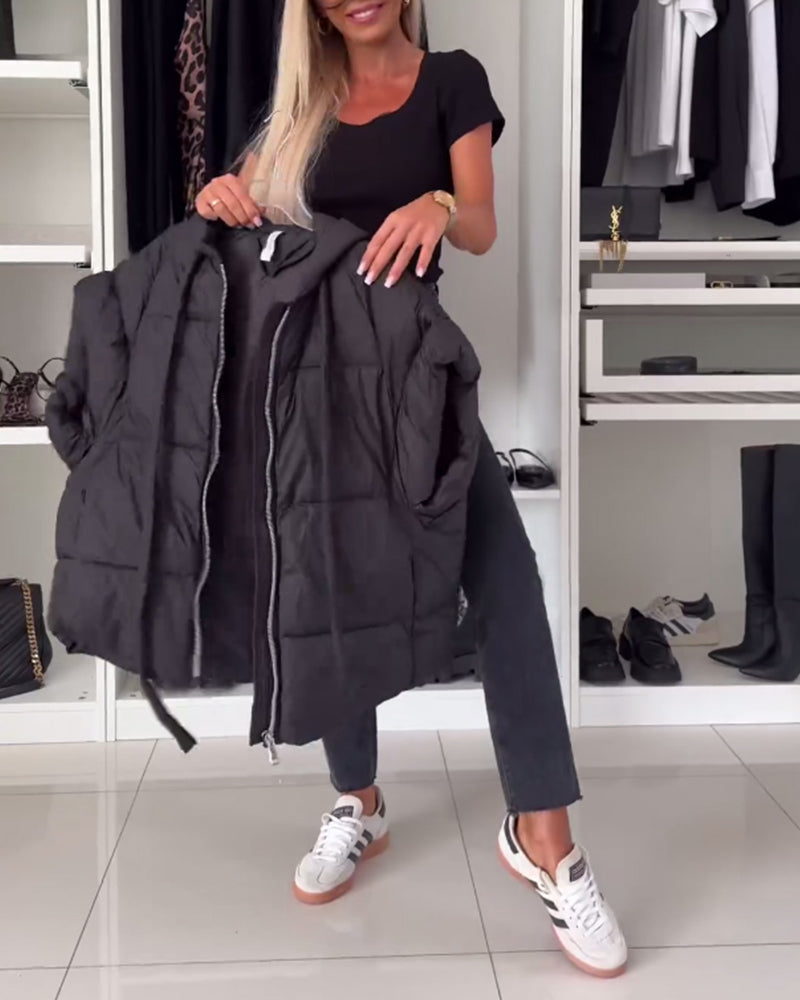 Veste pratique Uni Manches courtes Fermeture éclair