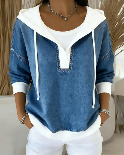 Sweat-shirt élégant laçage style jean