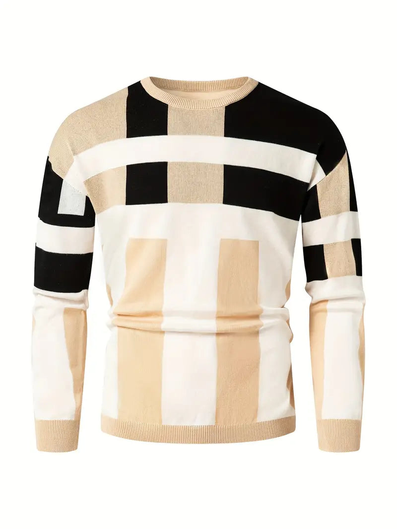 Pull col rond color block style moderne