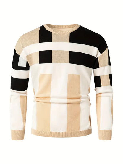 Pull col rond color block style moderne