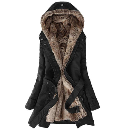 Parka élégant pour femme avec ceinture et détails chics