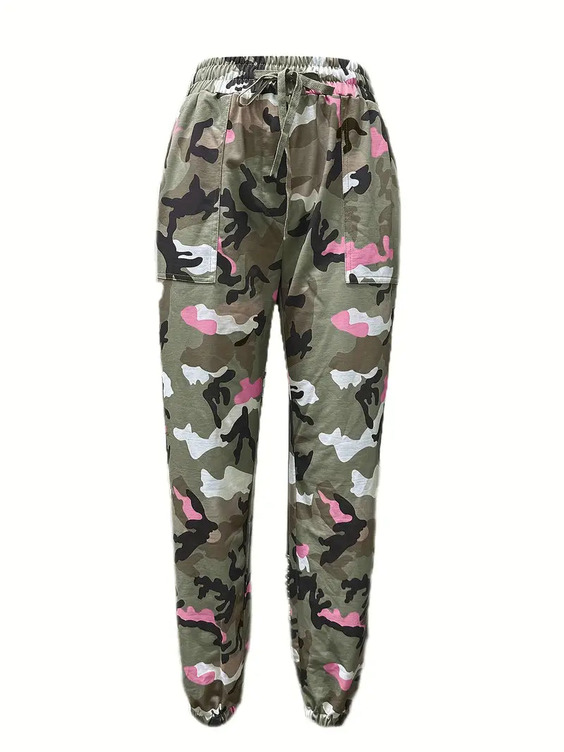 Pantalon de jogging camouflage printemps avec cordon de serrage