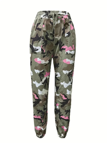 Pantalon de jogging camouflage printemps avec cordon de serrage