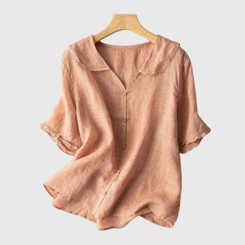 Chemisier femme manches courtes boutons élégant