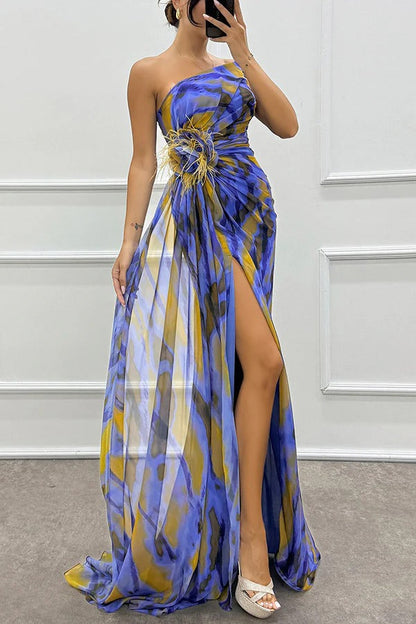 Robe de soirée élégante pour femme Épaules dénudées Longue