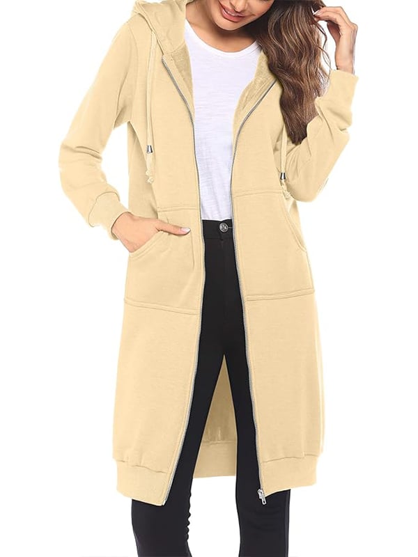 Veste à capuche à manches longues zippée pour femme