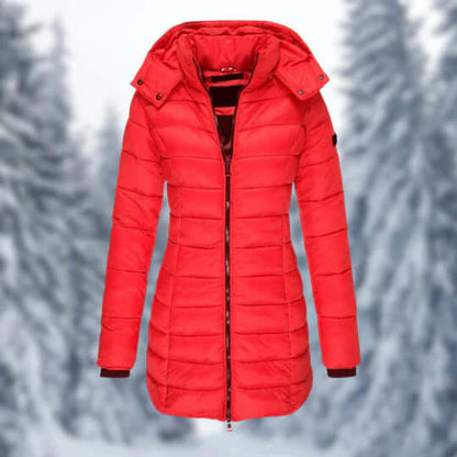 Manteau d'hiver femme mi-long capuche amovible