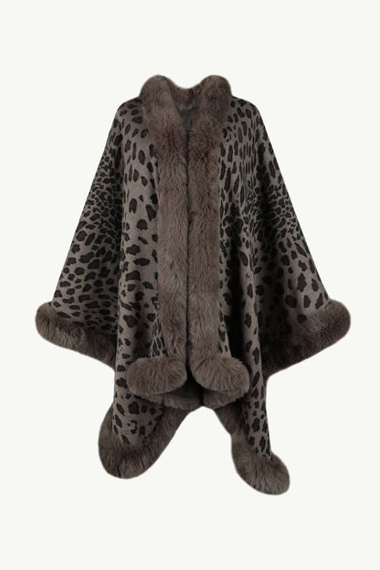 Poncho élégant motif léopard grande taille