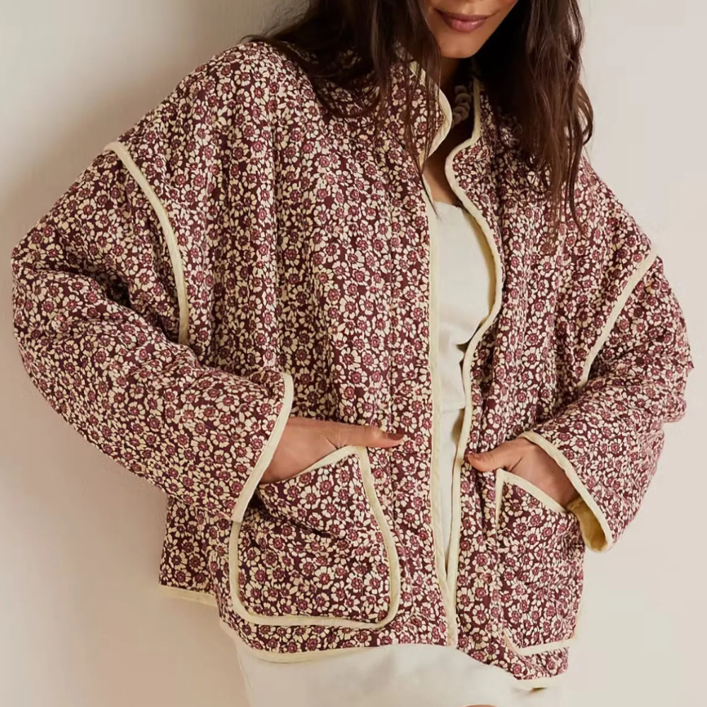 Veste d'automne femme motif floral élégant
