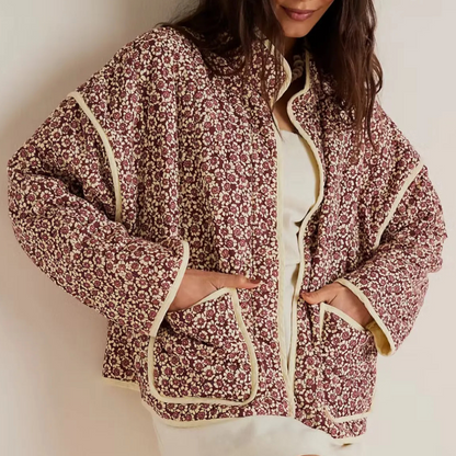 Veste d'automne femme motif floral élégant